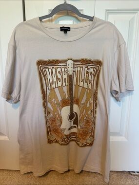 Dry Goods Beige Nashville Guitar Graphic Short Sleeve Tee